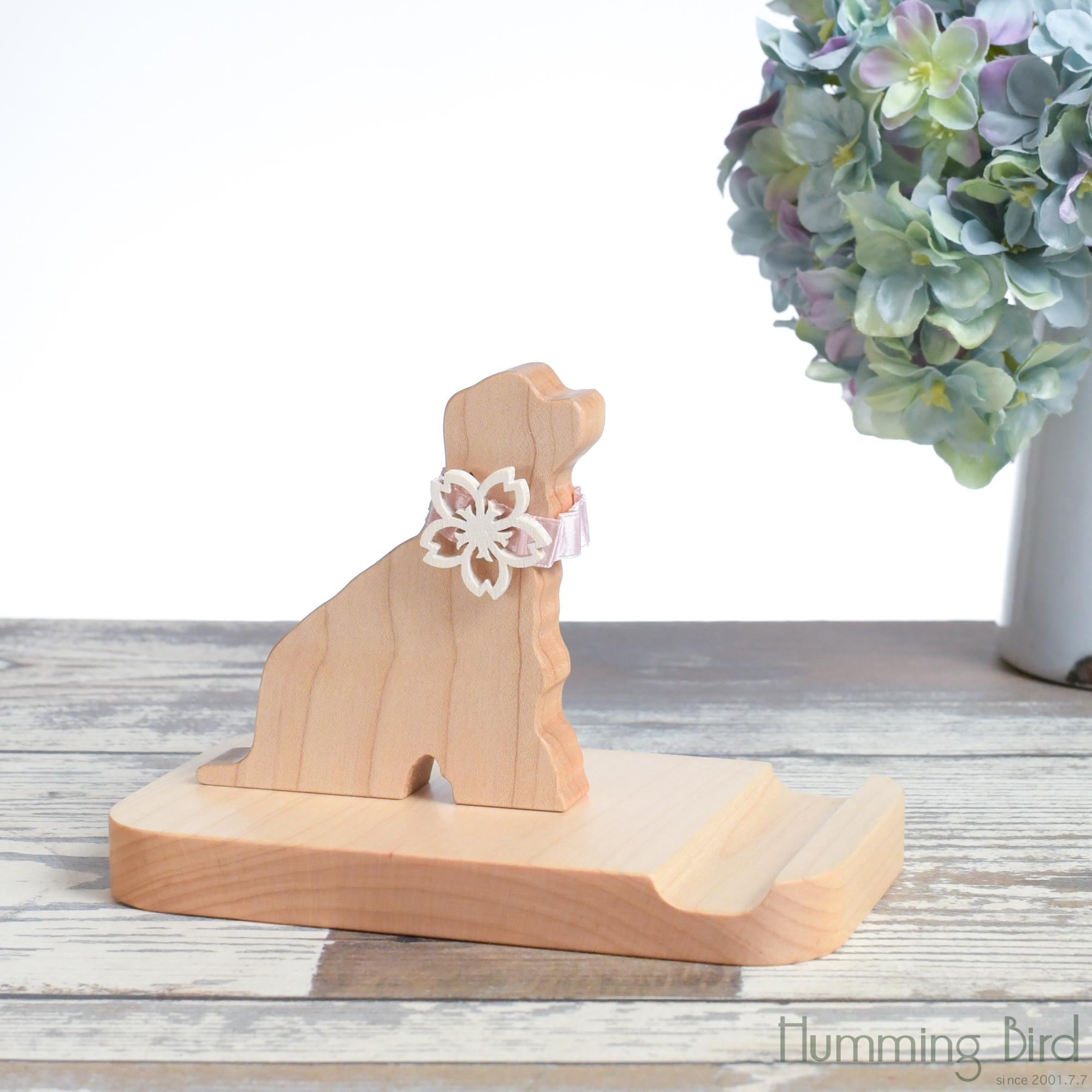 桜カラーのアメリカンコッカースパニエル・スマホスタンド | 2枚目